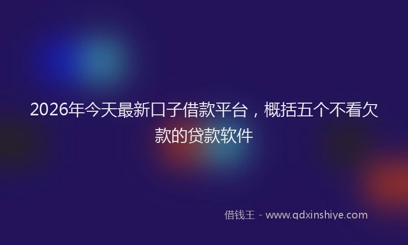 2026年今天最新口子借款平台，概括五个不看欠款的贷款软件