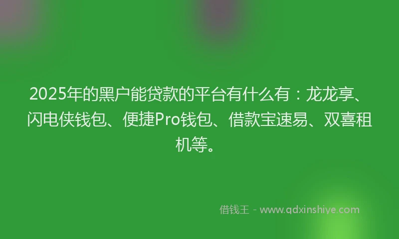 2025年的黑户能贷款的平台有什么有：龙龙享、闪电侠钱包、便捷Pro钱包、借款宝速易、双喜租机等。