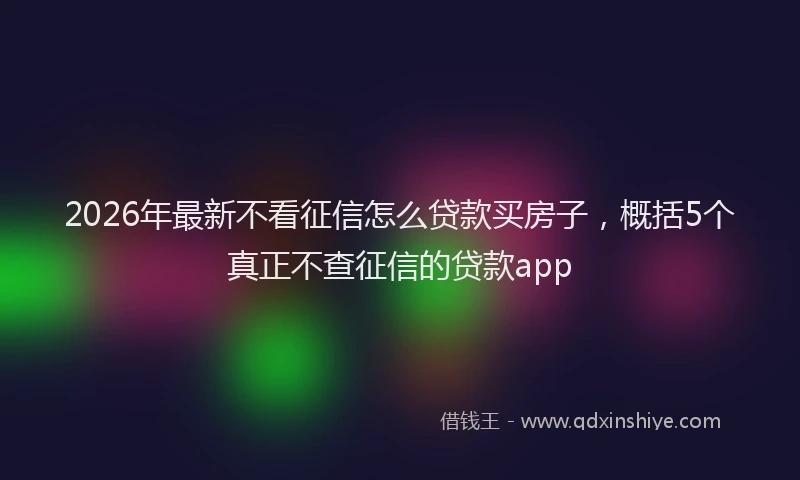 2026年最新不看征信怎么贷款买房子，概括5个真正不查征信的贷款app