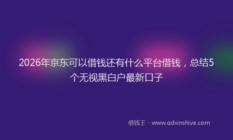 2026年京东可以借钱还有什么平台借钱，总结5个无视黑白户最新口子