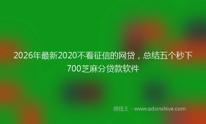 2026年最新2020不看征信的网贷,总结五个秒下700芝麻分贷款软件