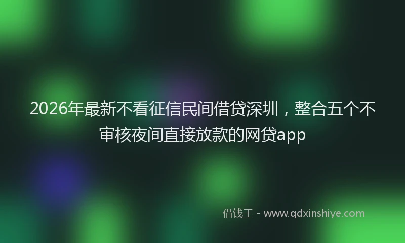 2026年最新不看征信民间借贷深圳,整合五个不审核夜间直接放款的网贷app