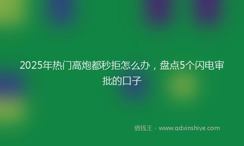 2025年热门高炮都秒拒怎么办，盘点5个闪电审批的口子