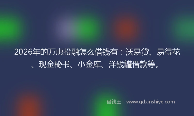 2026年的万惠投融怎么借钱有：沃易贷、易得花、现金秘书、小金库、洋钱罐借款等。