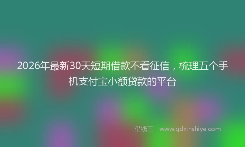 2026年最新30天短期借款不看征信，梳理五个手机支付宝小额贷款的平台