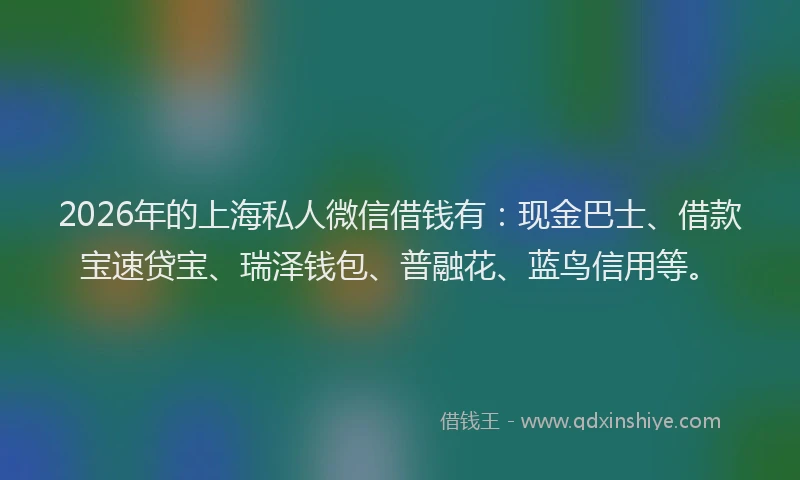2026年的上海私人微信借钱有：现金巴士、借款宝速贷宝、瑞泽钱包、普融花、蓝鸟信用等。