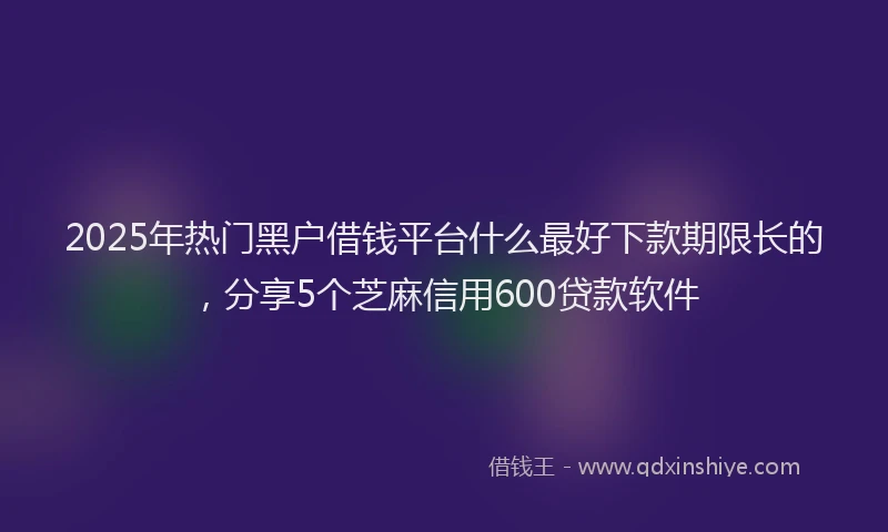 2025年热门黑户借钱平台什么最好下款期限长的，分享5个芝麻信用600贷款软件