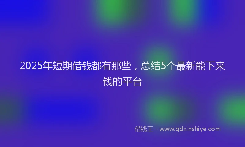 2025年短期借钱都有那些，总结5个最新能下来钱的平台