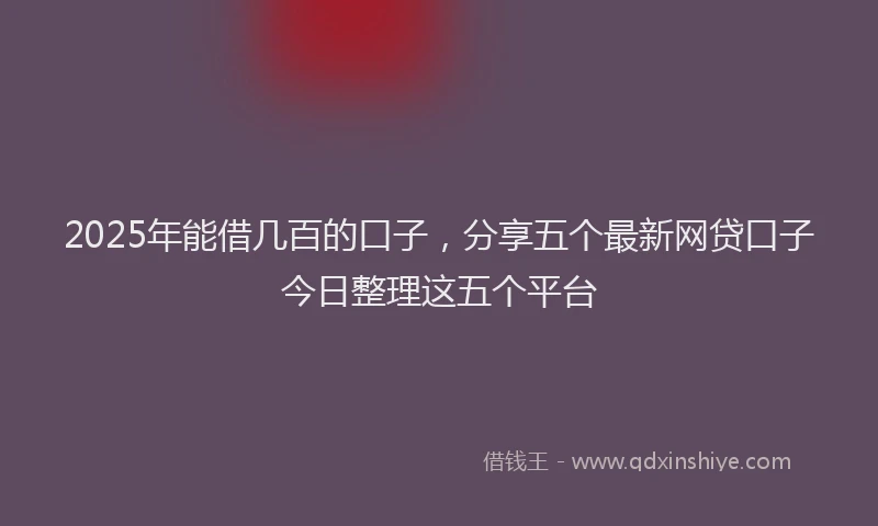 2025年能借几百的口子，分享五个最新网贷口子今日整理这五个平台