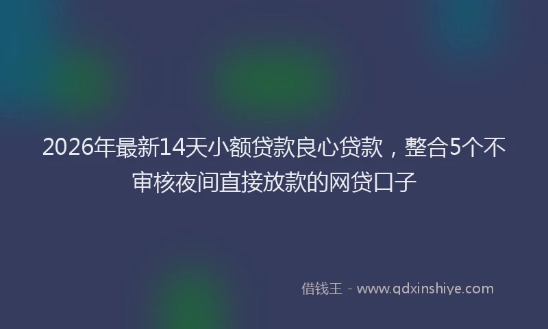 2026年最新14天小额贷款良心贷款，整合5个不审核夜间直接放款的网贷口子