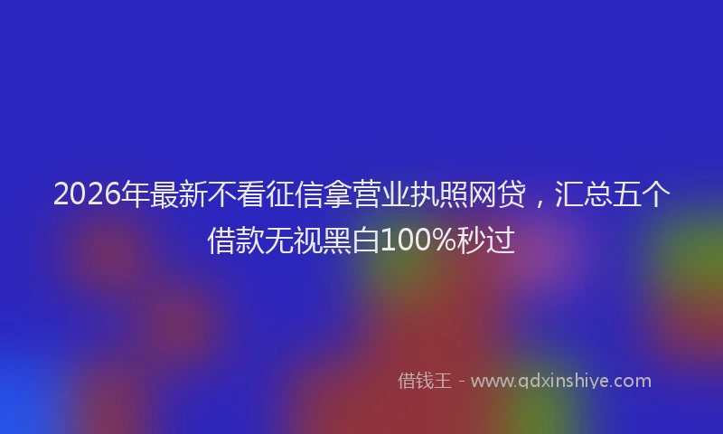 2026年最新不看征信拿营业执照网贷,汇总五个借款无视黑白100%秒过