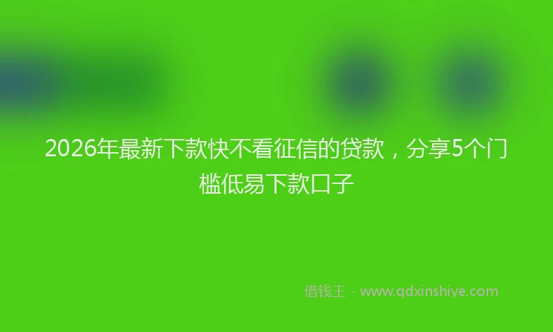 2026年最新下款快不看征信的贷款,分享5个门槛低易下款口子