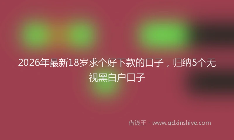 2026年最新18岁求个好下款的口子，归纳5个无视黑白户口子