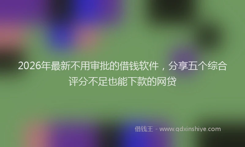 2026年最新不用审批的借钱软件,分享五个综合评分不足也能下款的网贷