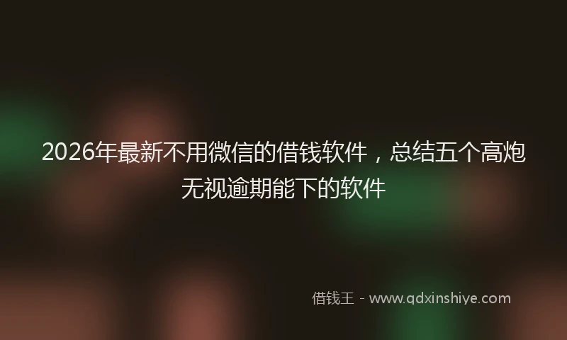 2026年最新不用微信的借钱软件,总结五个高炮无视逾期能下的软件