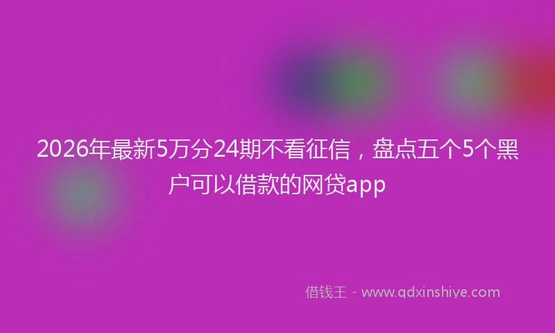 2026年最新5万分24期不看征信，盘点五个5个黑户可以借款的网贷app