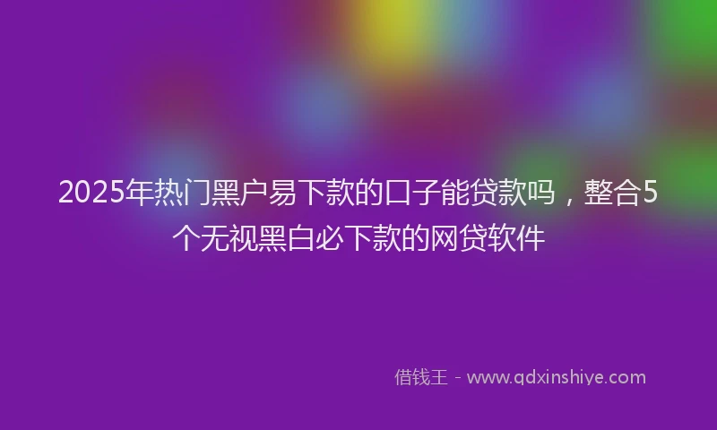 2025年热门黑户易下款的口子能贷款吗,整合5个无视黑白必下款的网贷软件