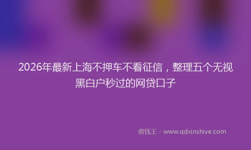 2026年最新上海不押车不看征信，整理五个无视黑白户秒过的网贷口子