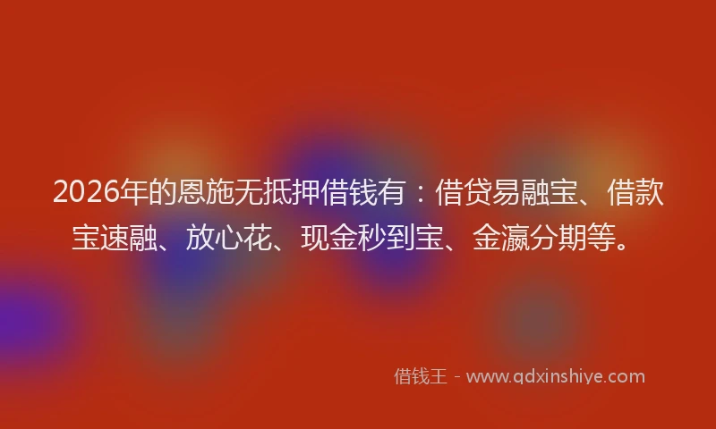 2026年的恩施无抵押借钱有:借贷易融宝、借款宝速融、放心花、现金秒到宝、金瀛分期等。