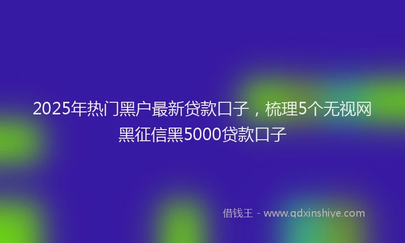 2025年热门黑户最新贷款口子,梳理5个无视网黑征信黑5000贷款口子