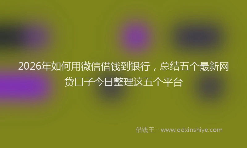 2026年如何用微信借钱到银行，总结五个最新网贷口子今日整理这五个平台