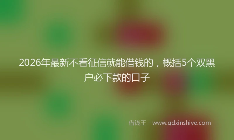 2026年最新不看征信就能借钱的，概括5个双黑户必下款的口子