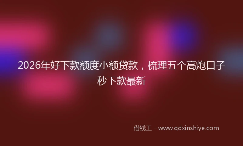 2026年好下款额度小额贷款,梳理五个高炮口子秒下款最新