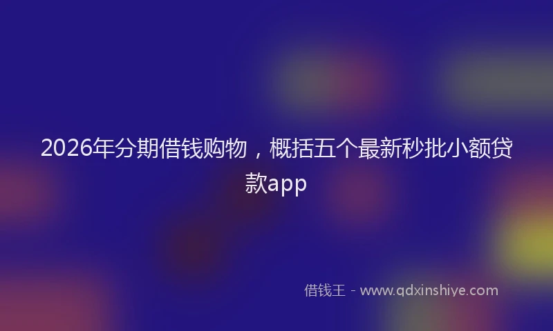 2026年分期借钱购物，概括五个最新秒批小额贷款app