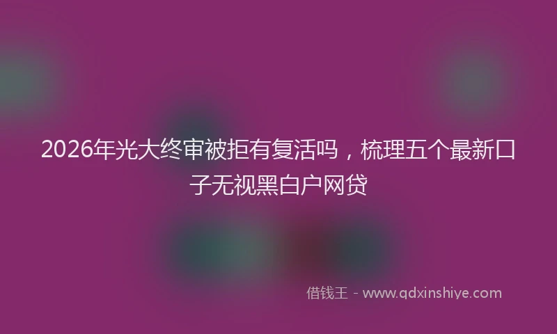 2026年光大终审被拒有复活吗，梳理五个最新口子无视黑白户网贷