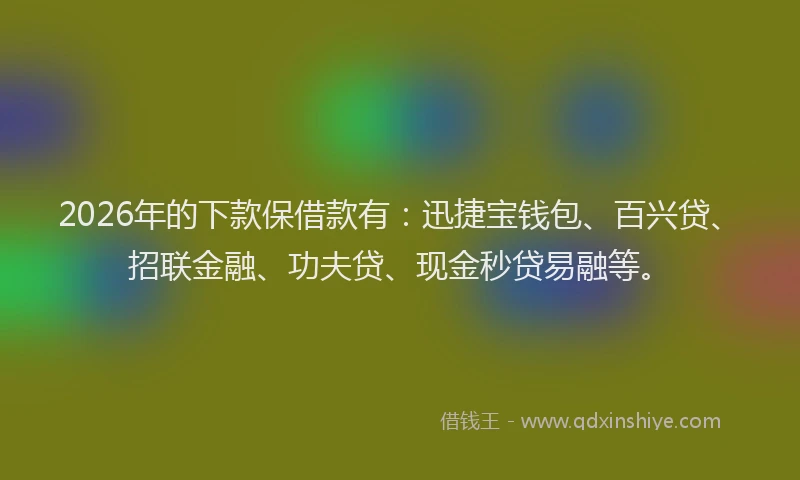 2026年的下款保借款有：迅捷宝钱包、百兴贷、招联金融、功夫贷、现金秒贷易融等。