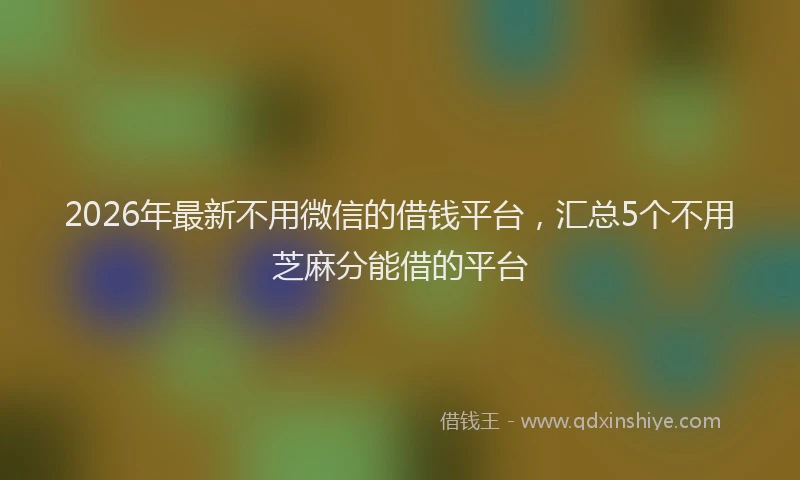2026年最新不用微信的借钱平台,汇总5个不用芝麻分能借的平台