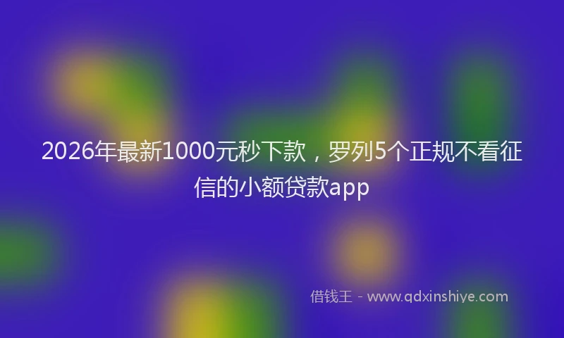2026年最新1000元秒下款，罗列5个正规不看征信的小额贷款app