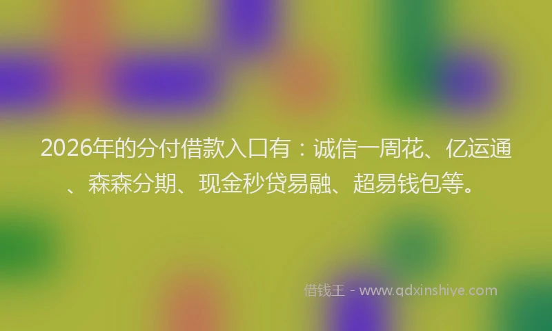 2026年的分付借款入口有：诚信一周花、亿运通、森森分期、现金秒贷易融、超易钱包等。