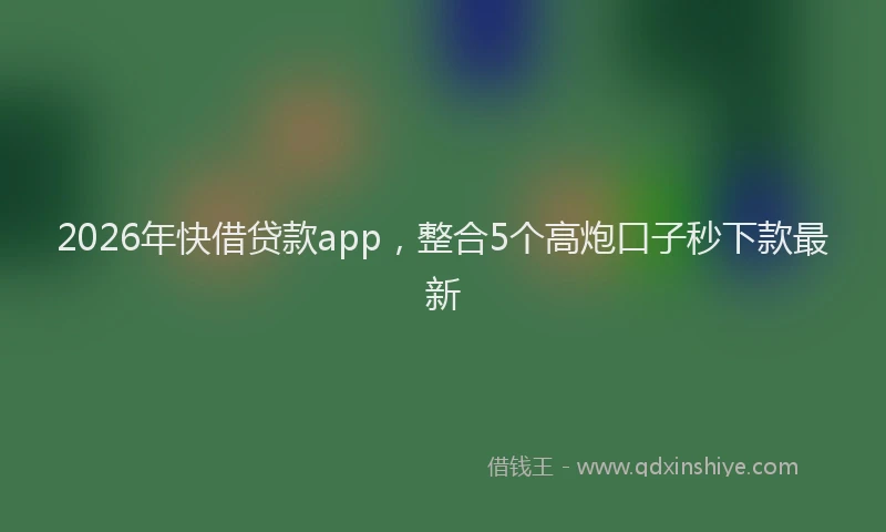 2026年快借贷款app，整合5个高炮口子秒下款最新