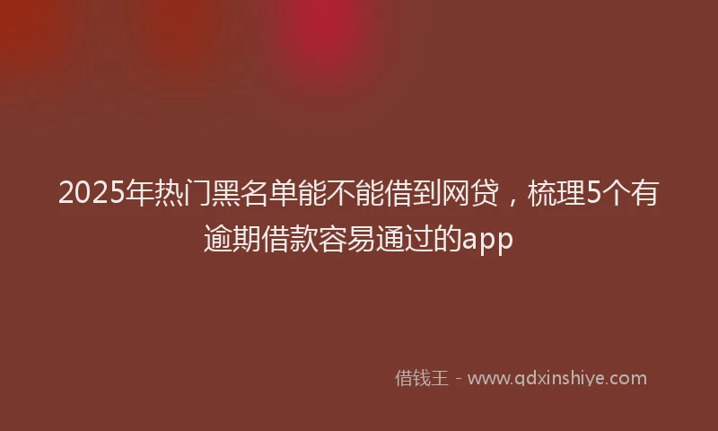 2025年热门黑名单能不能借到网贷，梳理5个有逾期借款容易通过的app