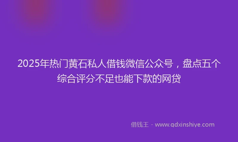 2025年热门黄石私人借钱微信公众号，盘点五个综合评分不足也能下款的网贷