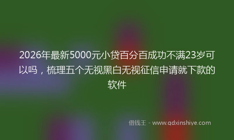 2026年最新5000元小贷百分百成功不满23岁可以吗，梳理五个无视黑白无视征信申请就下款的软件