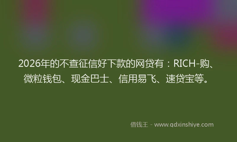 2026年的不查征信好下款的网贷有：RICH-购、微粒钱包、现金巴士、信用易飞、速贷宝等。