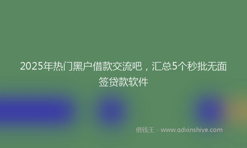 2025年热门黑户借款交流吧，汇总5个秒批无面签贷款软件