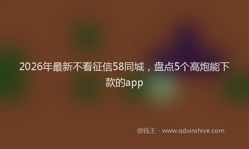 2026年最新不看征信58同城，盘点5个高炮能下款的app