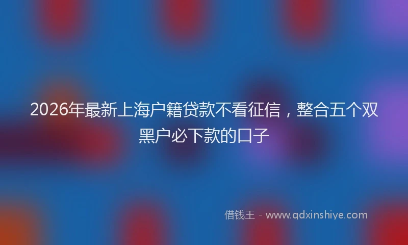 2026年最新上海户籍贷款不看征信，整合五个双黑户必下款的口子