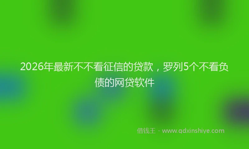 2026年最新不不看征信的贷款，罗列5个不看负债的网贷软件