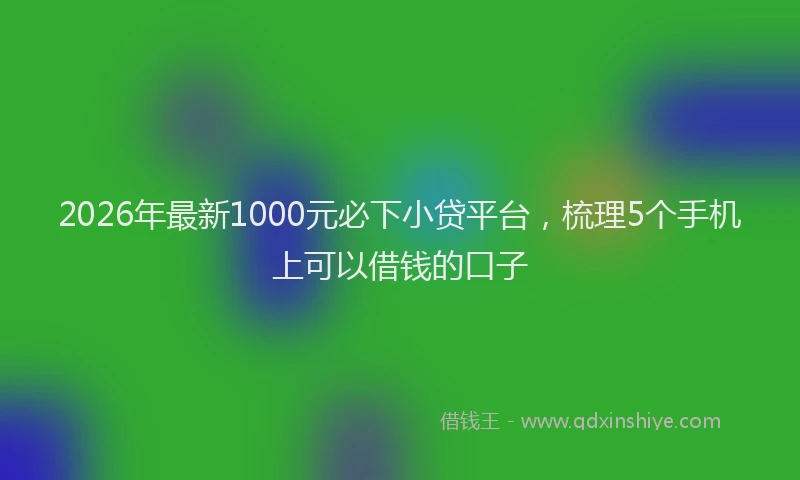 2026年最新1000元必下小贷平台，梳理5个手机上可以借钱的口子