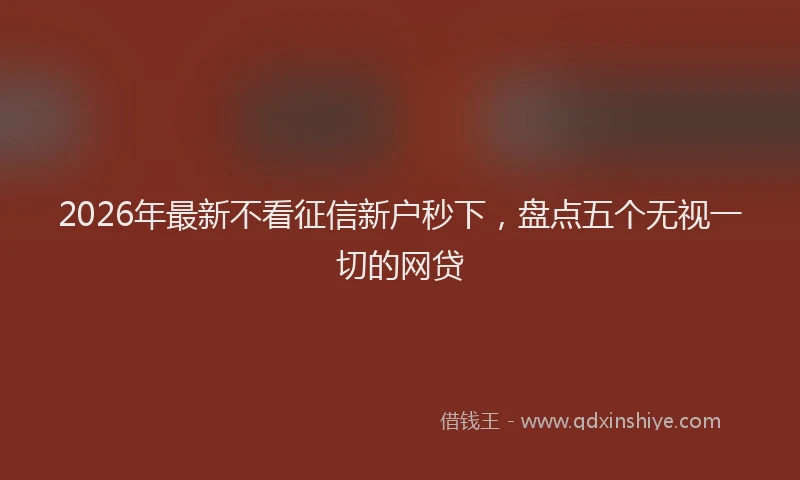 2026年最新不看征信新户秒下,盘点五个无视一切的网贷