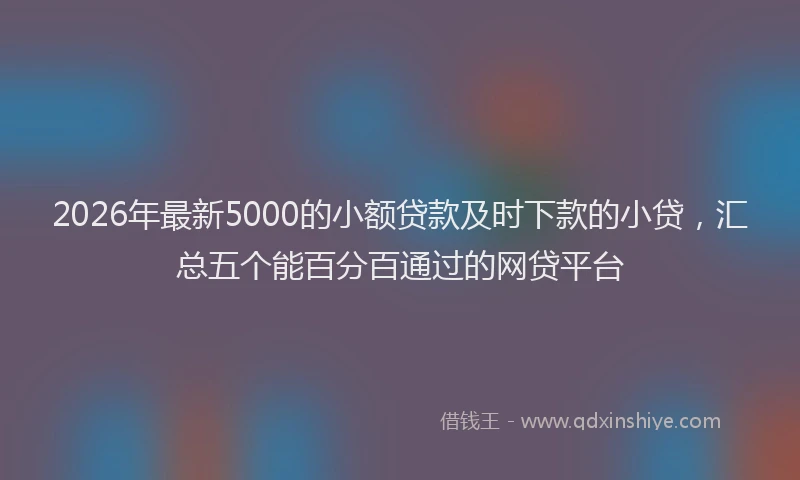 2026年最新5000的小额贷款及时下款的小贷，汇总五个能百分百通过的网贷平台