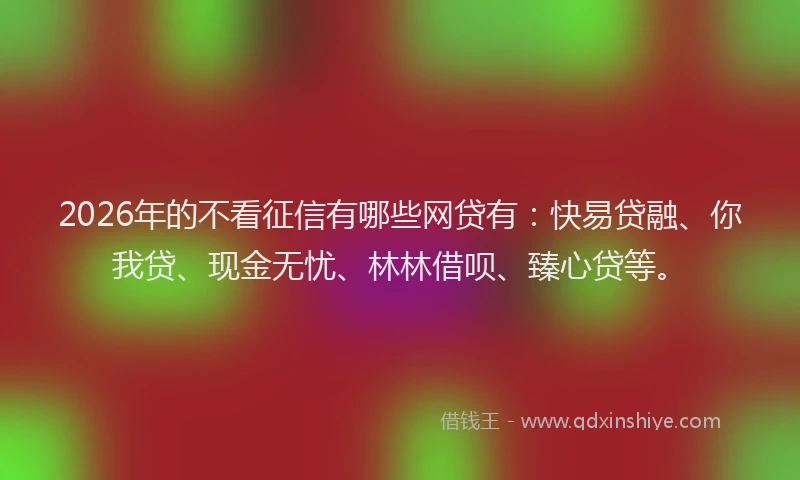 2026年的不看征信有哪些网贷有:快易贷融、你我贷、现金无忧、林林借呗、臻心贷等。
