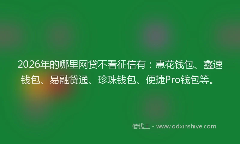 2026年的哪里网贷不看征信有：惠花钱包、鑫速钱包、易融贷通、珍珠钱包、便捷Pro钱包等。