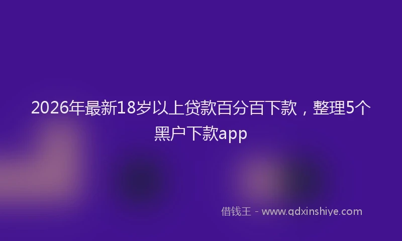 2026年最新18岁以上贷款百分百下款,整理5个黑户下款app