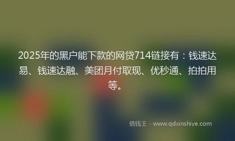 2025年的黑户能下款的网贷714链接有：钱速达易、钱速达融、美团月付取现、优秒通、拍拍用等。
