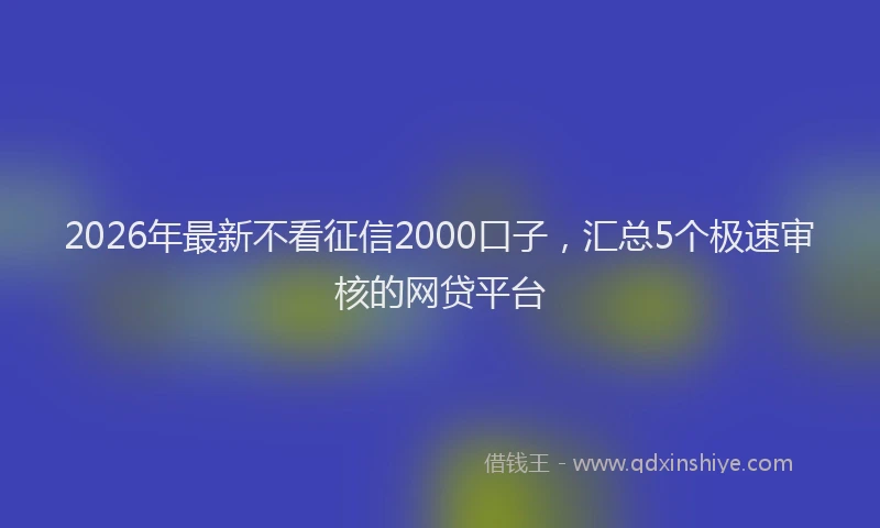 2026年最新不看征信2000口子,汇总5个极速审核的网贷平台